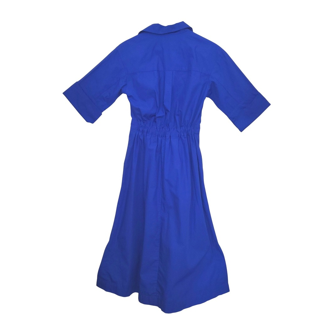 Odeeh Cobalt Blue Cotton Fit Flare Midi Dress Short Sleeve Size 32 / XS - Picture 3 of 9